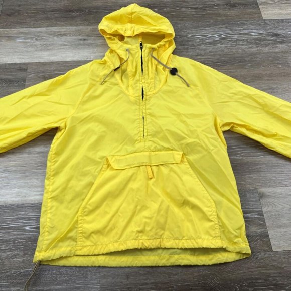 COLUMBIA SPORTSWEAR Half Zip Yellow Hooded Windbreaker Rain Coat Men's Medium - Picture 9 of 10